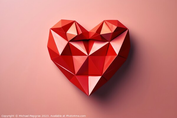 Heart shaped origami in red color created with generative AI tec Picture Board by Michael Piepgras