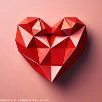 Buy canvas prints of Heart shaped origami in red color created with generative AI tec by Michael Piepgras
