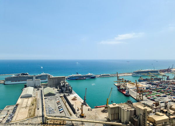 Aerial View of the industrial port of Barcelona on a sunny summer day. Picture Board by Michael Piepgras