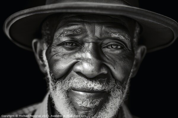 An old black man portrait created with generative AI technology. Picture Board by Michael Piepgras