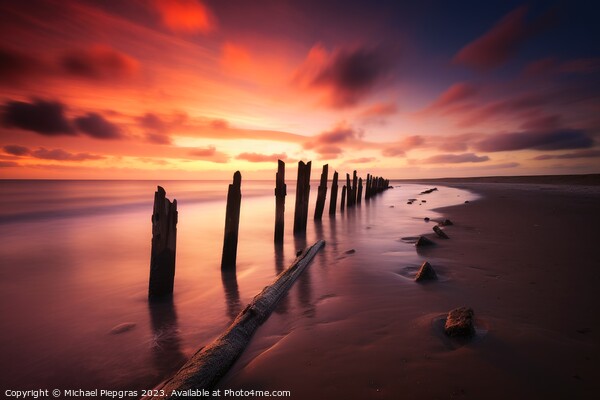 A beach in europe at sunset long time exposure. Picture Board by Michael Piepgras