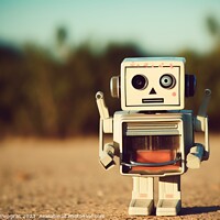 Buy canvas prints of A vintage polaroid of an AI robot. by Michael Piepgras