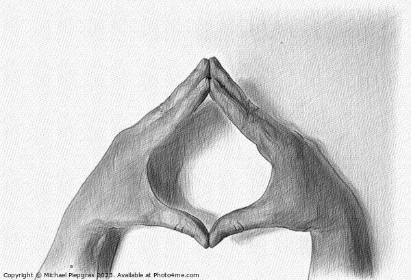 A pencil drawing of a human hand showing gestures. Picture Board by Michael Piepgras