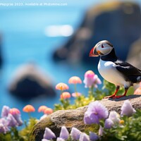 Buy canvas prints of A beautiful puffin bird in a close up view. by Michael Piepgras