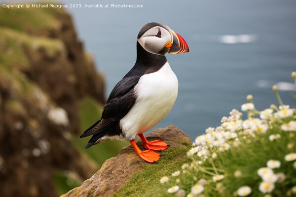 A beautiful puffin bird in a close up view. Picture Board by Michael Piepgras