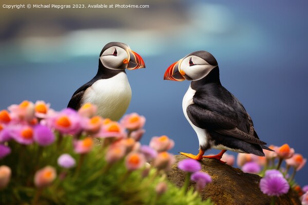 A beautiful puffin bird in a close up view. Picture Board by Michael Piepgras