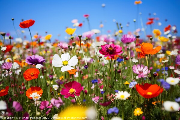 A meadow with lots of colorful flowers on it. Picture Board by Michael Piepgras