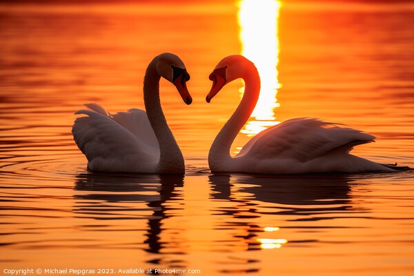 A swan couple in the sunset Picture Board by Michael Piepgras