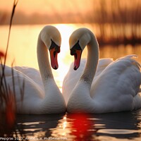 Buy canvas prints of A swan couple in the sunset by Michael Piepgras