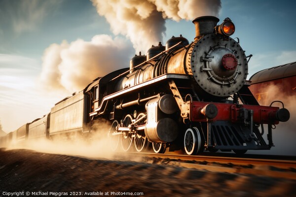 An old steam locomotive with lots of steam and smoke. Picture Board by Michael Piepgras