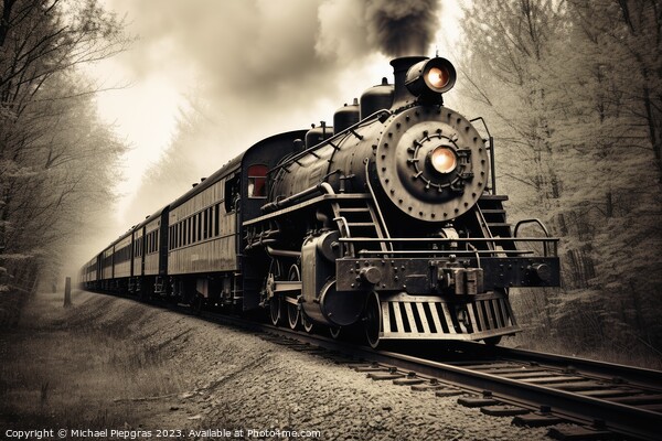 An old steam locomotive with lots of steam and smoke. Picture Board by Michael Piepgras