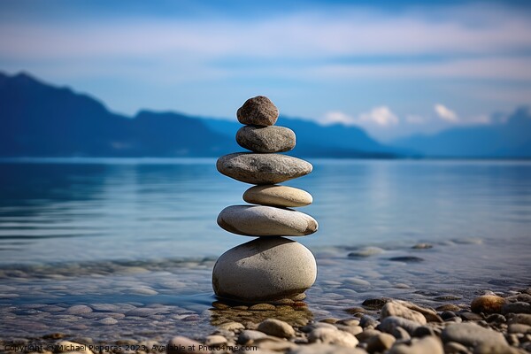 Balance of nature represented with stones and water. Picture Board by Michael Piepgras