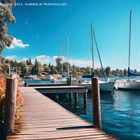 Buy canvas prints of Beautiful view at a jetty of a small port with sailing boats. by Michael Piepgras