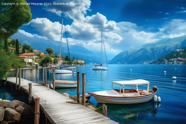 Beautiful view at a jetty of a small port with sailing boats. Picture Board by Michael Piepgras
