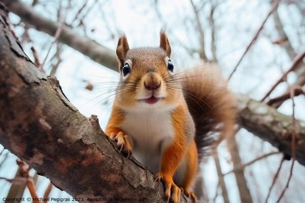 Close up of squirrel on branch looking for a nut. Picture Board by Michael Piepgras
