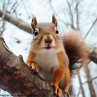 Buy canvas prints of Close up of squirrel on branch looking for a nut. by Michael Piepgras