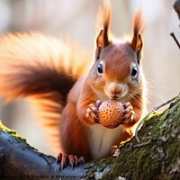 Buy canvas prints of Close up of squirrel on branch looking for a nut by Michael Piepgras