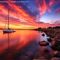 Buy canvas prints of Sunset on the water of a quiet marina looking at the sea long ti by Michael Piepgras