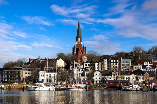 Flensburg, Germany - 03 March 2023: View of the historic harbour Picture Board by Michael Piepgras