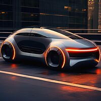 Buy canvas prints of A futuristic electric car concept. by Michael Piepgras