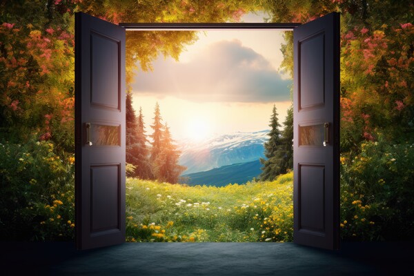 An open door showing the path to a new land. Picture Board by Michael Piepgras
