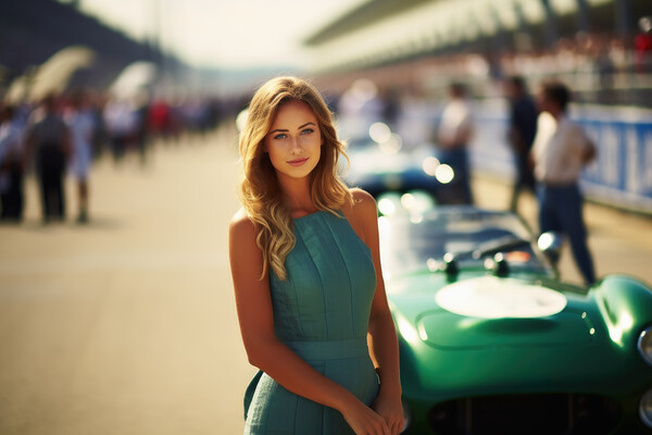 A beautiful young woman with racing cars. Picture Board by Michael Piepgras