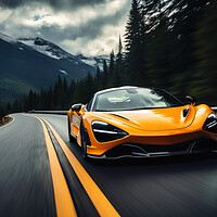 Buy canvas prints of A high-performance machine tearing down a winding mountain road. by Michael Piepgras