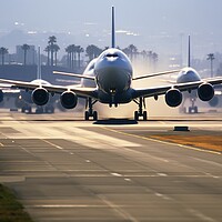 Buy canvas prints of A busy airport runway with planes taking off and landing. by Michael Piepgras