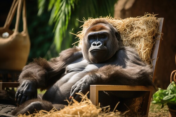Gorilla chilling and having a good time. Picture Board by Michael Piepgras