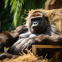 Buy canvas prints of Gorilla chilling and having a good time. by Michael Piepgras