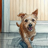 Buy canvas prints of A beautiful watercolor painting of a cute dog. by Michael Piepgras