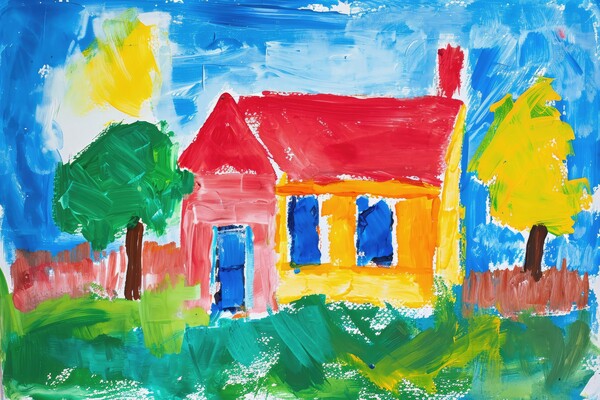 A childs painting of his home house. Picture Board by Michael Piepgras