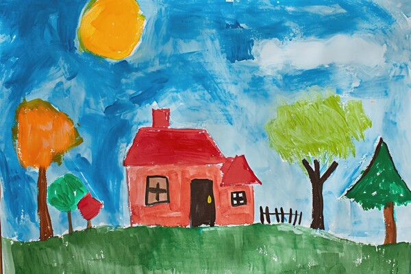 A childs painting of his home house. Picture Board by Michael Piepgras