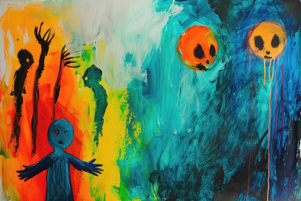 A childs painting of its scaring dreams. Picture Board by Michael Piepgras
