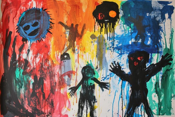 A childs painting of its scaring dreams. Picture Board by Michael Piepgras