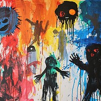Buy canvas prints of A childs painting of its scaring dreams. by Michael Piepgras