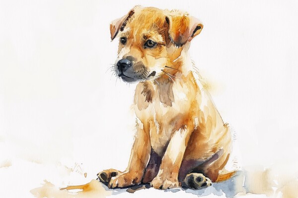 Watercolor of a cute dog on white. Picture Board by Michael Piepgras