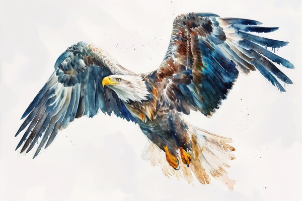 Watercolor of a sea eagle on white. Picture Board by Michael Piepgras