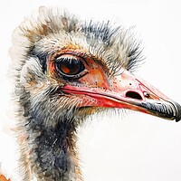 Buy canvas prints of Watercolor of an Ostrich on white. by Michael Piepgras