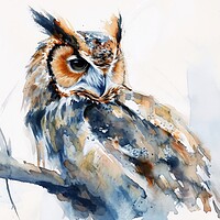 Buy canvas prints of Watercolor of an owl on white. by Michael Piepgras