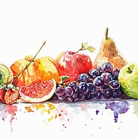 Buy canvas prints of Watercolor of fresh fruits on white. by Michael Piepgras