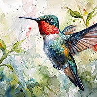 Buy canvas prints of Watercolor painting of a hummingbird. by Michael Piepgras