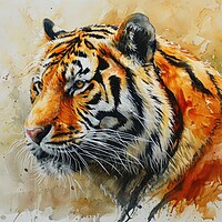 Buy canvas prints of Watercolor painting of an impressive Tiger. by Michael Piepgras