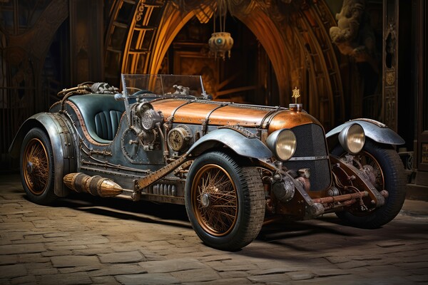 A beautiful steampunk sports car. Picture Board by Michael Piepgras