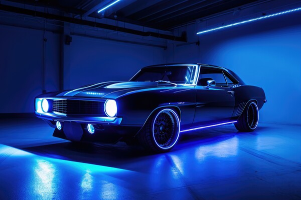 A custom tuned muscle car in a spectacular light. Picture Board by Michael Piepgras