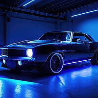 Buy canvas prints of A custom tuned muscle car in a spectacular light. by Michael Piepgras