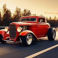 Buy canvas prints of A fast hot rod car on the road. by Michael Piepgras