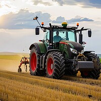 Buy canvas prints of A large tractor working on a field with big machines. by Michael Piepgras