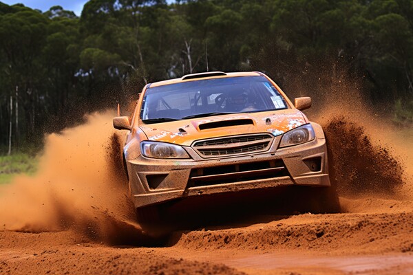 A rally car navigating a rugged off road terrain with agility an Picture Board by Michael Piepgras