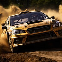 Buy canvas prints of A rally car navigating a rugged off road terrain with agility an by Michael Piepgras